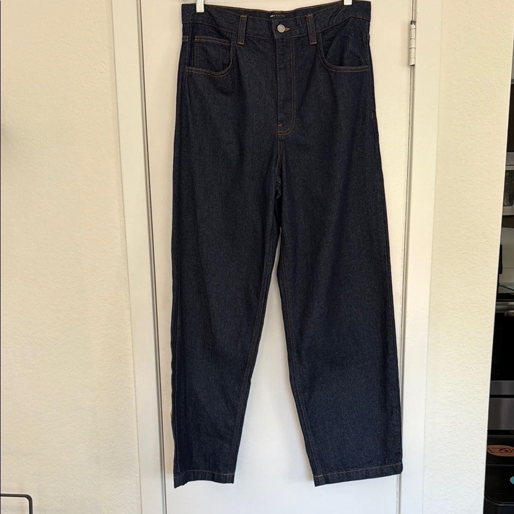 Asos High Waist Balloon Men's Dark Blue Denim Jeans